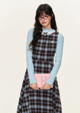 Preppy Plaid A-Line Vest Dress